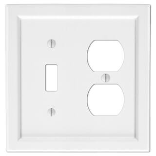 AMERELLE Woodmore 2 Gang 1-Toggle and 1-Duplex Wood Wall Plate - White 200TDW