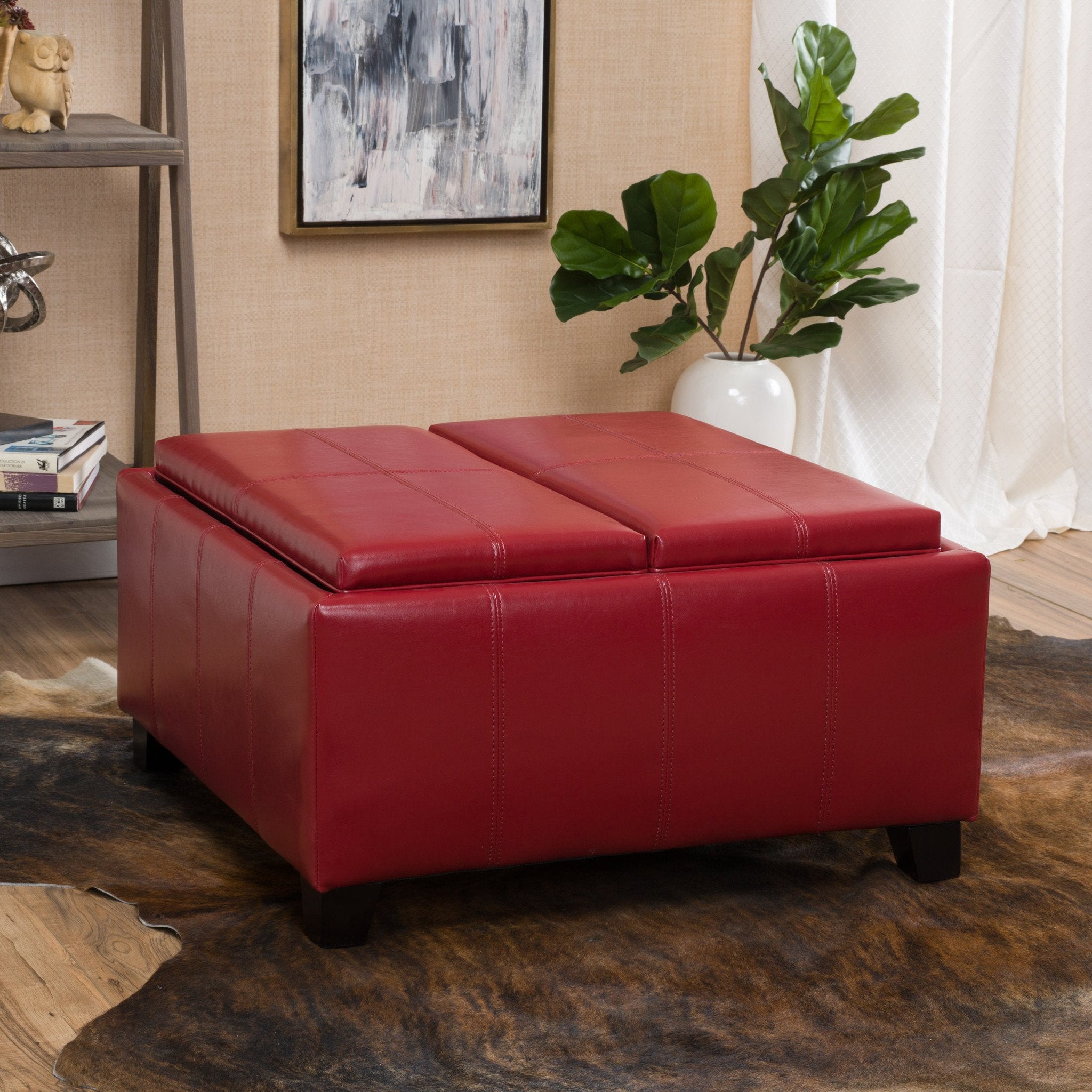 Mansfield Contemporary Tray Top Storage Ottoman