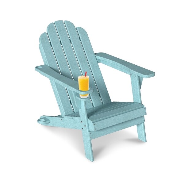 Casainc Traditional Curveback Plastic Patio Adirondack Chair with Cup Holder and umbrella holder Outdoor