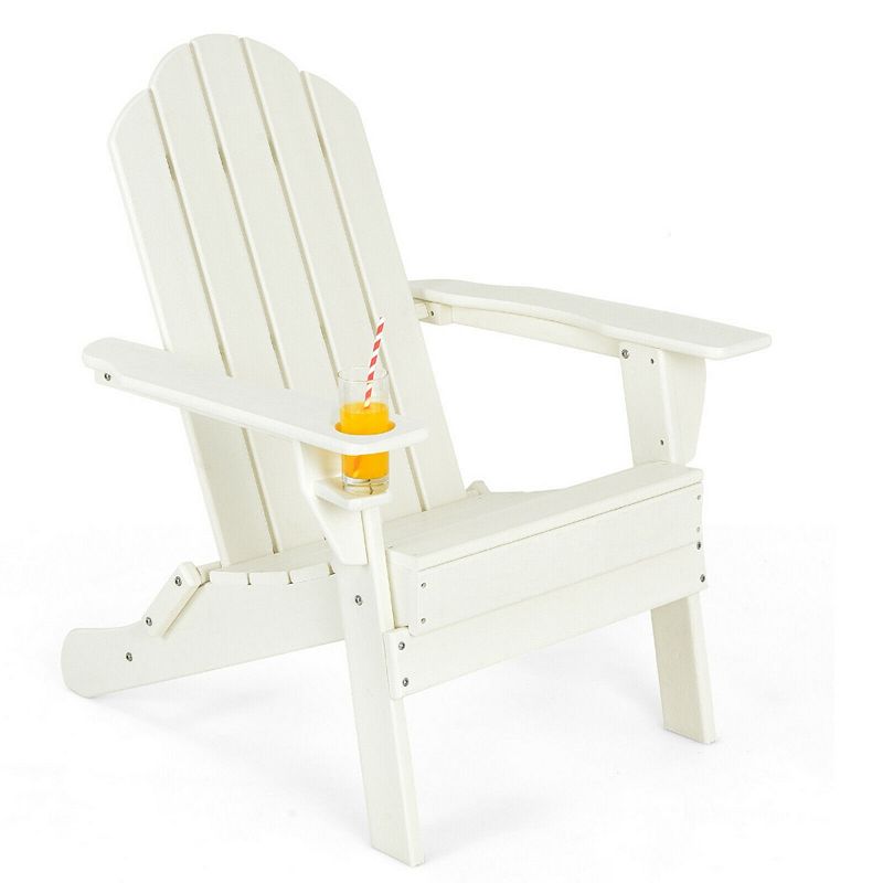 Foldable Weather Resistant Patio Chair with Built-in Cup Holder