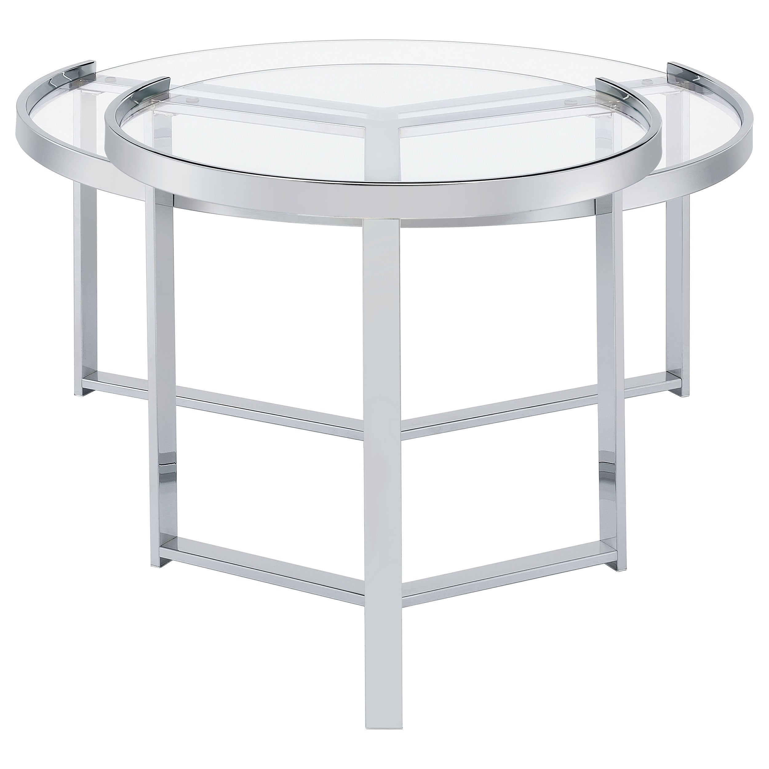 Delia 2-Piece Round Glass Top Nesting Coffee Table Clear And Chrome-708400