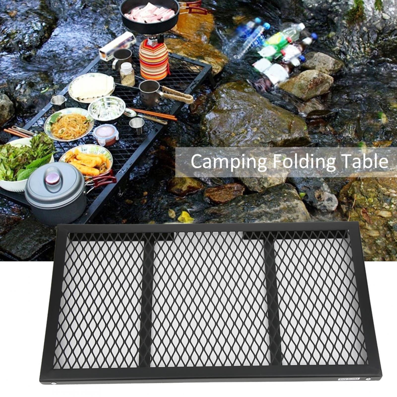 MLMLH Outdoor Folding Mini Table Portable Camping Picnic Integrated Storage Grill Rack Iron，Portable Picnic Table，Outdoor BBQ Table