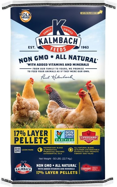 Kalmbach Feeds All Natural Non-GMO 17% Protein Layer Pellets Chicken Feed， 50-lb bag