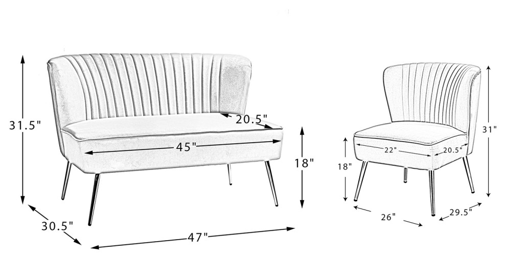 Upholstered 3 Piece Living Room Set   Midcentury   Living Room Furniture Sets   by Karat Home  Houzz