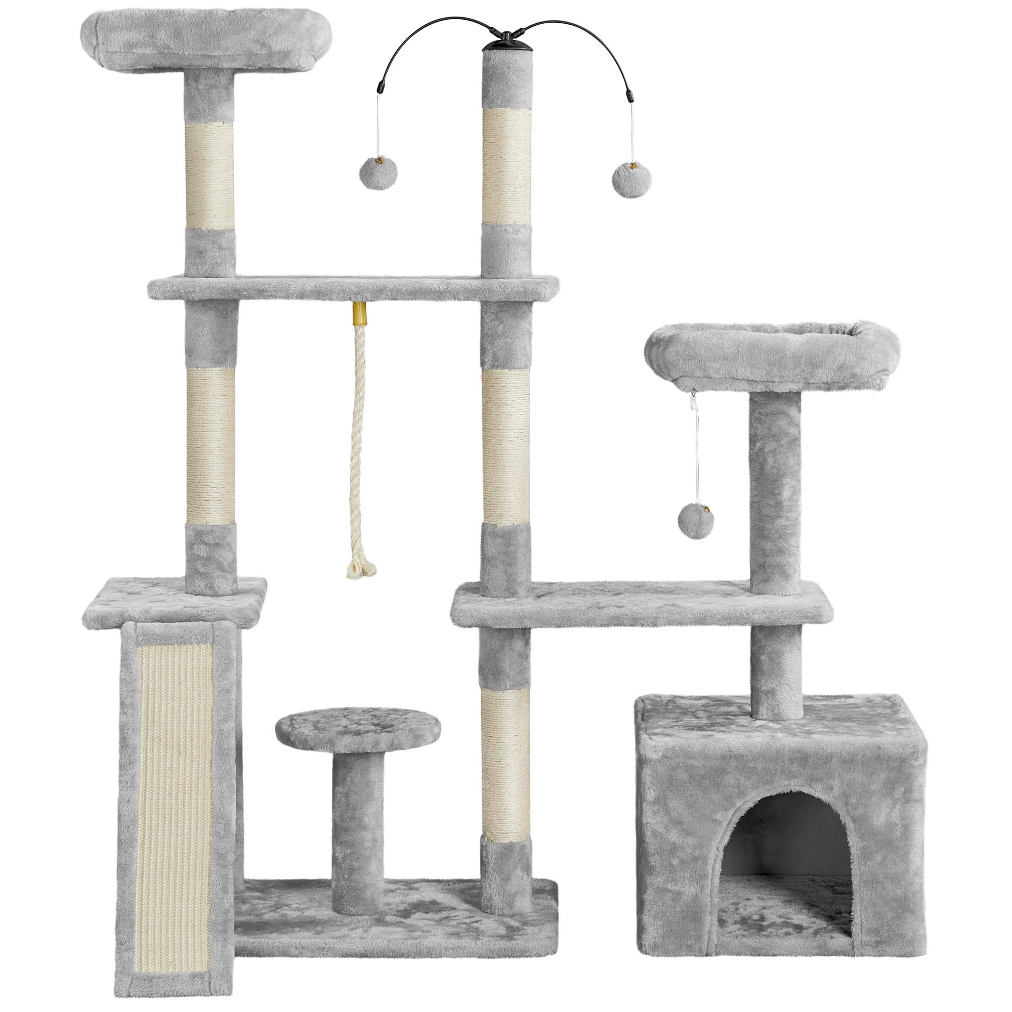 Topeakmart Light Gray Cat Activity Tree Condo， 53.5