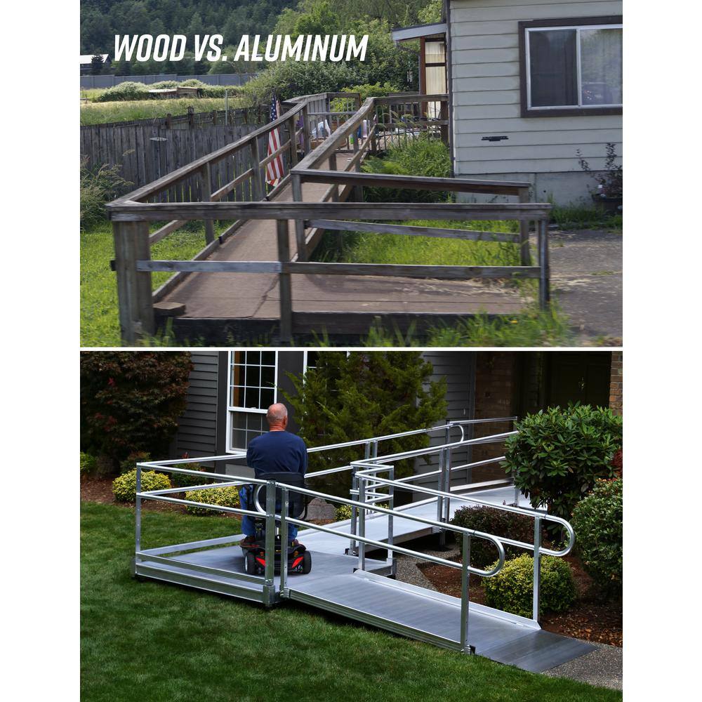 EZ-ACCESS PATHWAY 3G 5 ft. x 5 ft. Solid Aluminum Platform with 2-Line Handrails P3G SPFS55