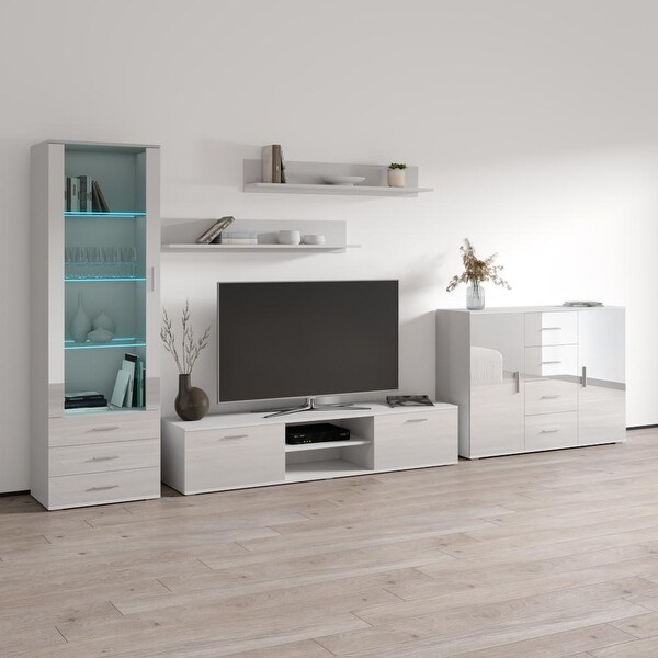 Soho 2 Modern Wall Unit Entertainment Center with 16 Color LED Lights