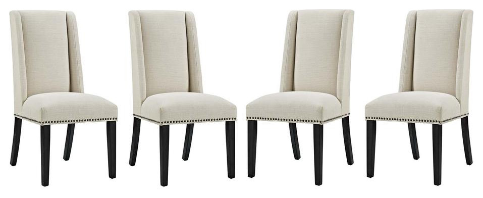 Baron Dining Chair Fabric Set of 4   Beige EEI 3503 BEI   Contemporary   Dining Chairs   by BisonOffice  Houzz