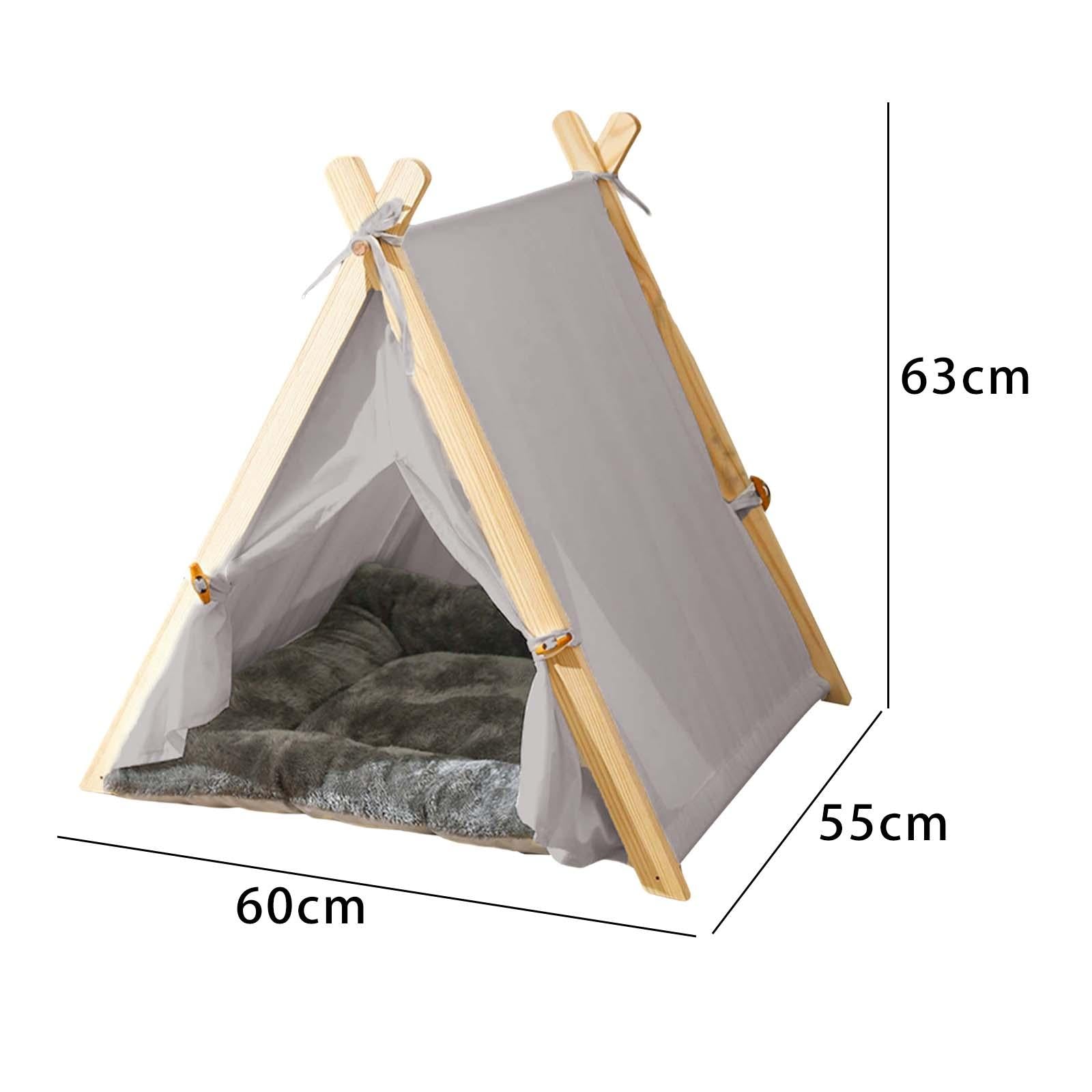 Dog Teepee Bed House Dogs Tent Nest with Removable Cushion Anti Slip Comfort Hut Light Grey