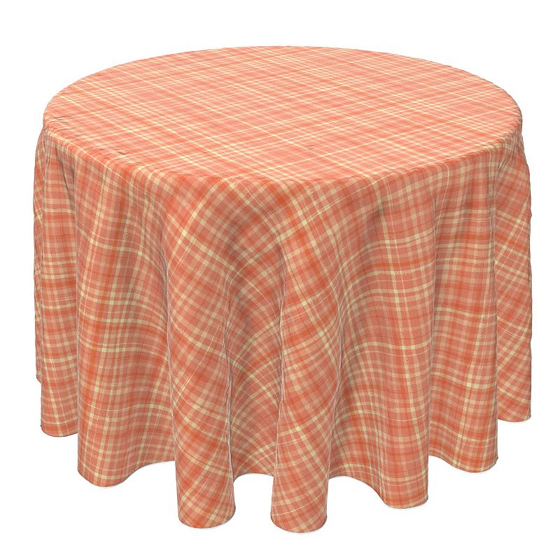 Round Tablecloth， 100% Cotton， 60 Round， Plaid 1