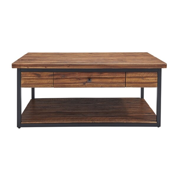 Carbon Loft Ciaravino 48-inch Rustic Wood Coffee Table with Drawer and Low Shelf