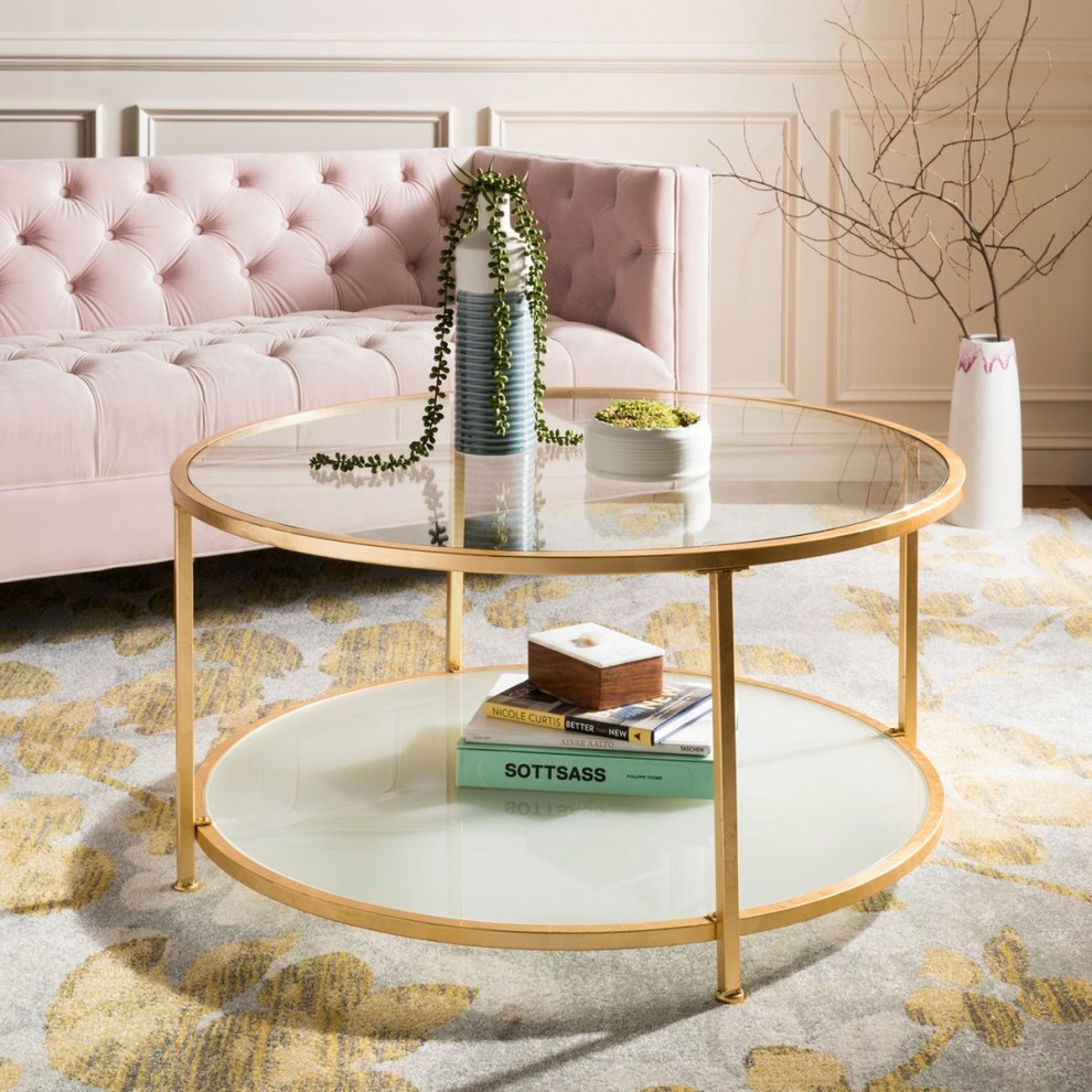 Ginger 2 Tier Round Coffee Table  Gold   Contemporary   Coffee Tables   by Rustic Home Furniture Deco  Houzz