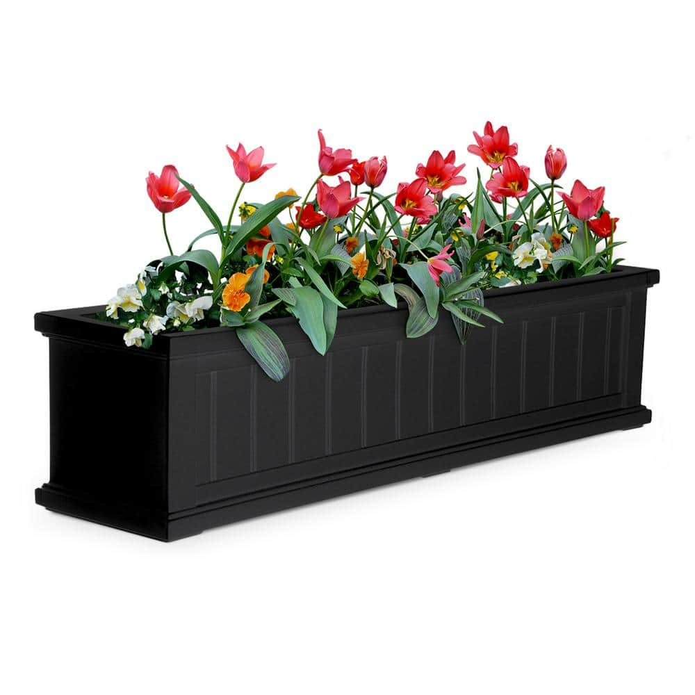 Mayne Cape Cod 48 in. x 11 in. Self-Watering Black Polyethylene Window Box 4841-B