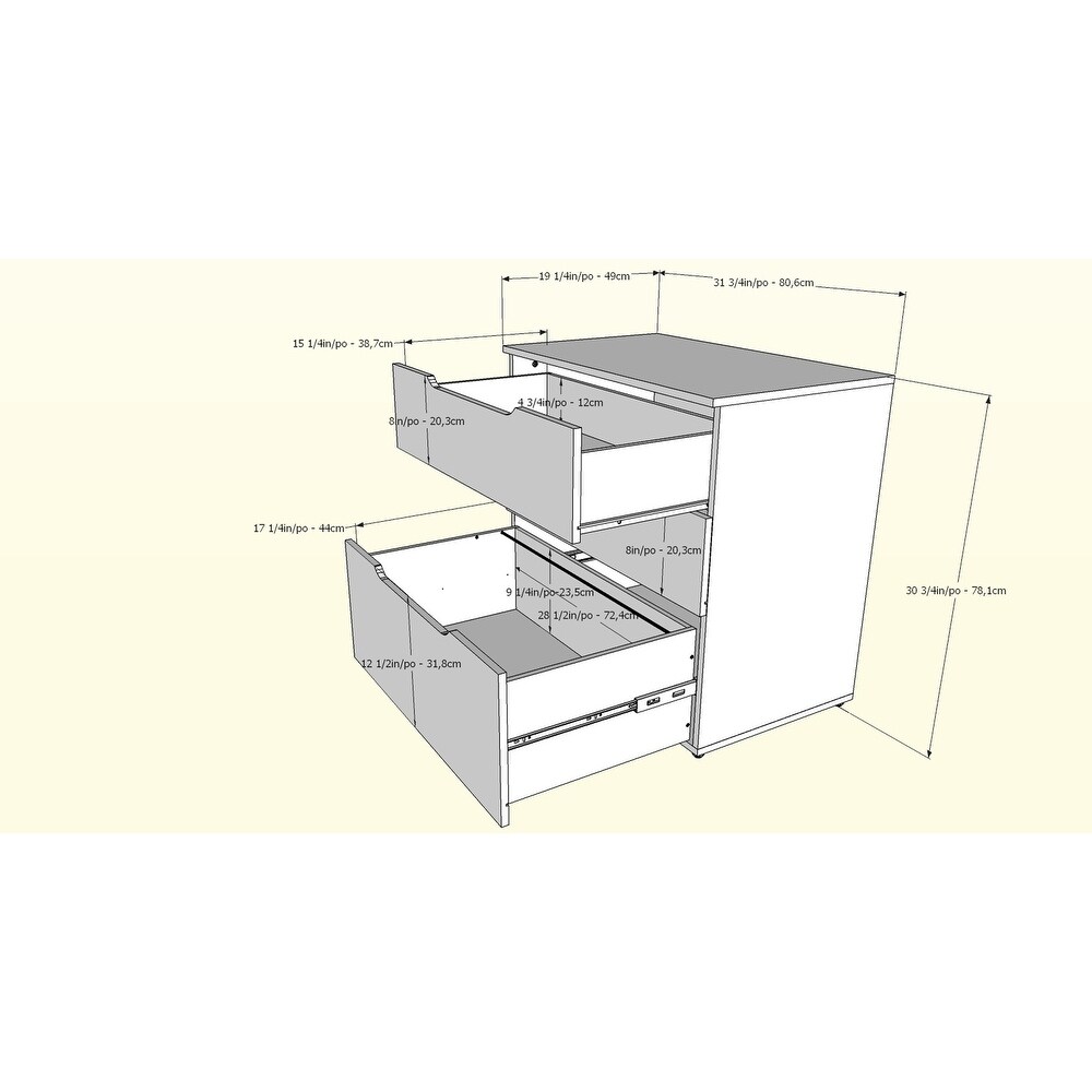 Nexera Arobas 3 Drawer Storage and Filing Cabinet