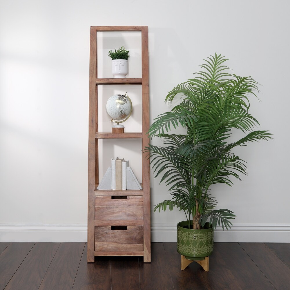 Handmade Olive Green Ceramic Planter on Natural Wood Stand