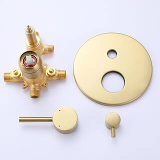 FORCLOVER 2-Handle 1-Spray Wall Mount Tub and Shower Faucet with Hand Shower in Brushed Gold (Valve Included) HAT-R1020-BG