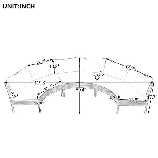 3 Piece Patio Furniture Set，Curved Outdoor Conversation Set，All Weather Sectional Sofa，Beautiful Curved Outdoor Sofa