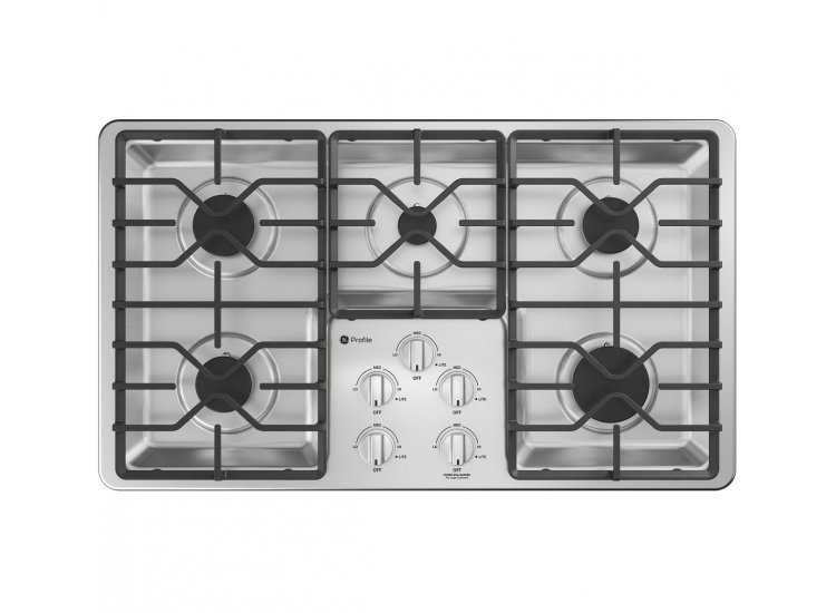 GE Profile ADA 36-Inch Built-In Gas Cooktop with Dishwasher-Safe Grates in Stainless Steel