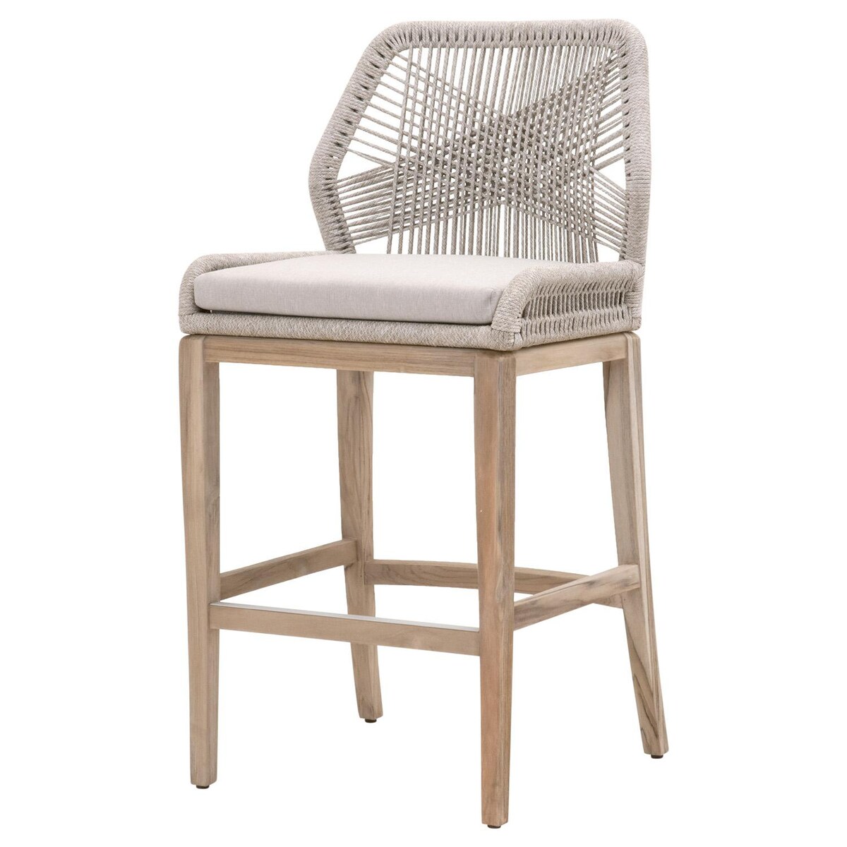 Peninsula Way Woven Rope Bar Stool in Taupe and White By Lakeview