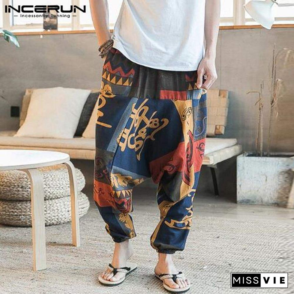 Baggy Cotton Linen Harem Pants Men Hip-hop Women Plus Size Wide Leg Trousers Casual Vintage Long Pants Pantalones Hombre