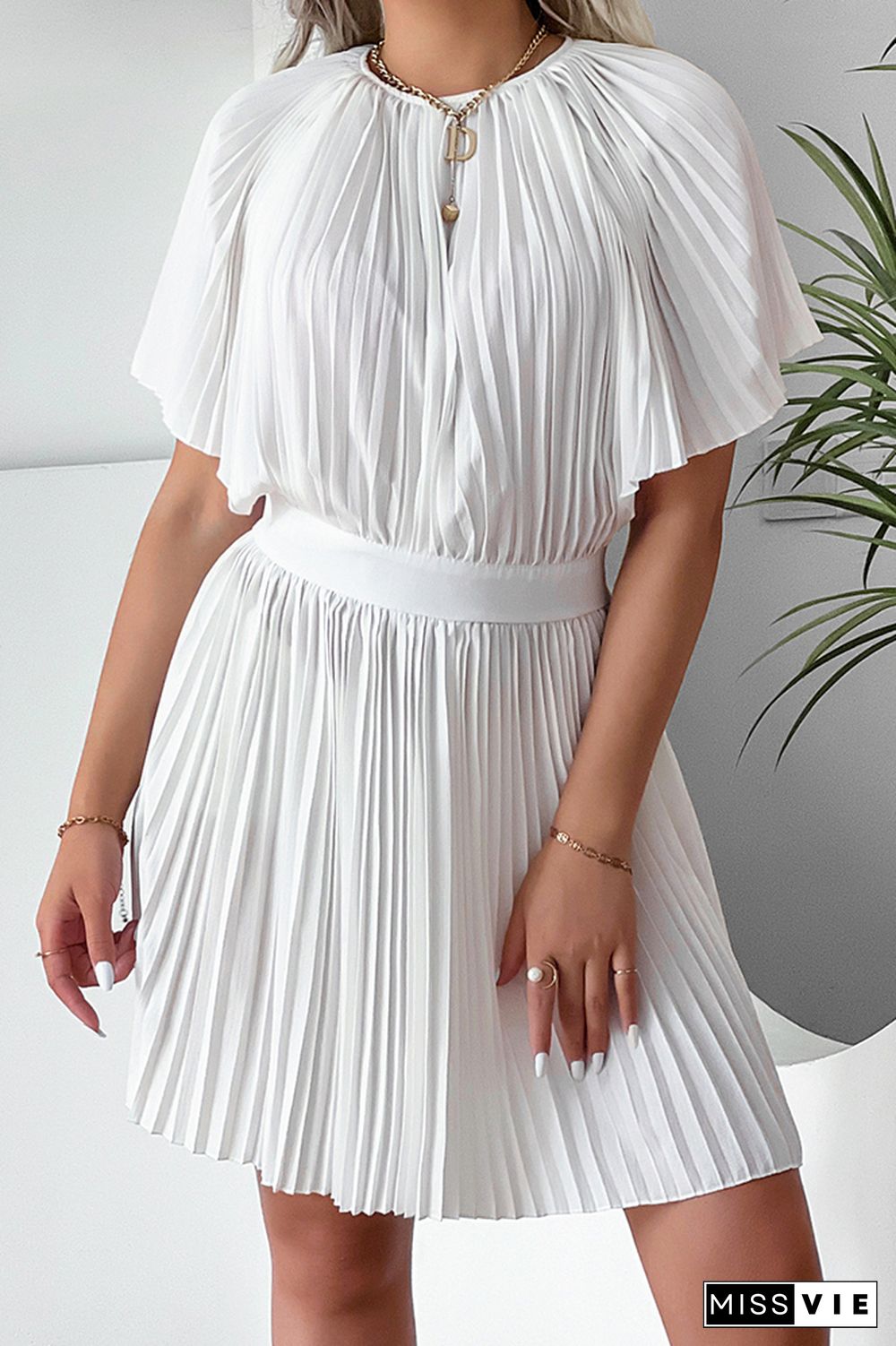 Bat sleeve Short Sleeve Ruched dress