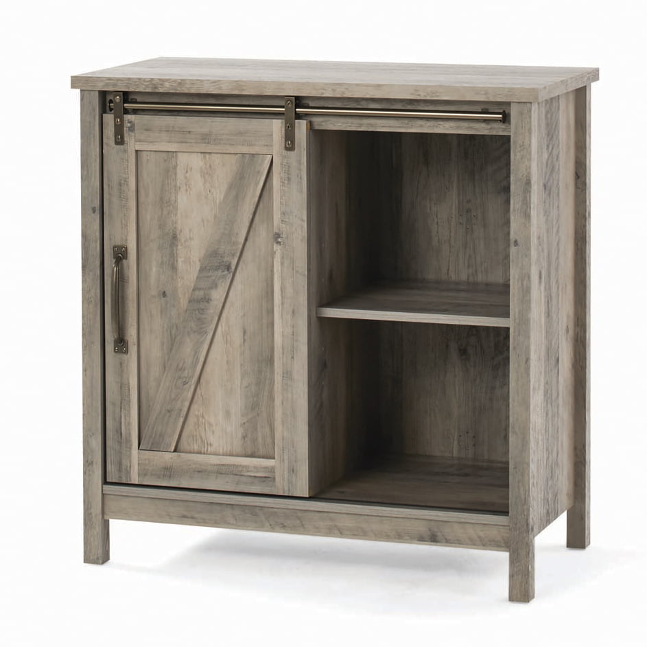 Better Homes and Gardens Modern Farmhouse Accent Storage Cabinet， Rustic Gray Finish