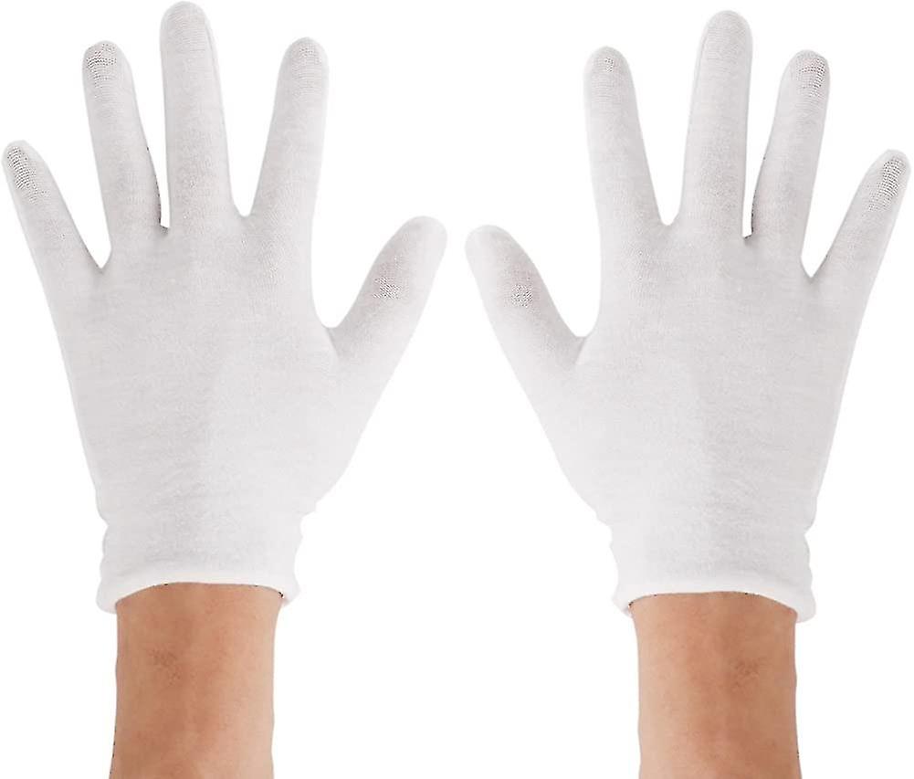 12 Pairs White Cotton Working Safety Gloves For Heilwiy Eczema， Dry Skin， Moisturizing