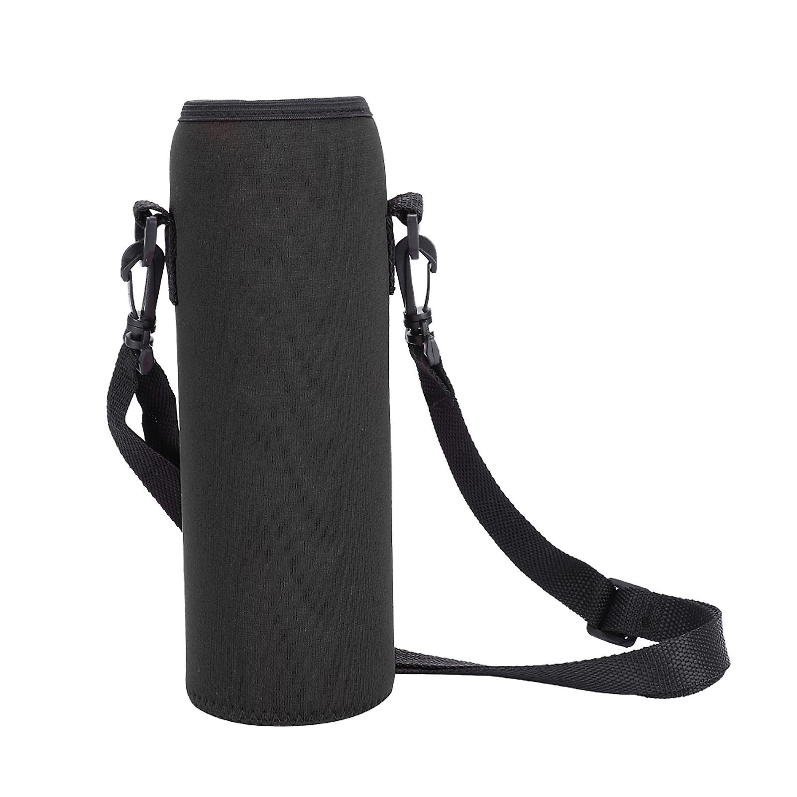 Outdoor Sports Water Bottle Thermal Holder Bag Scald Proof Case Cover Sleeve With Strap (black)