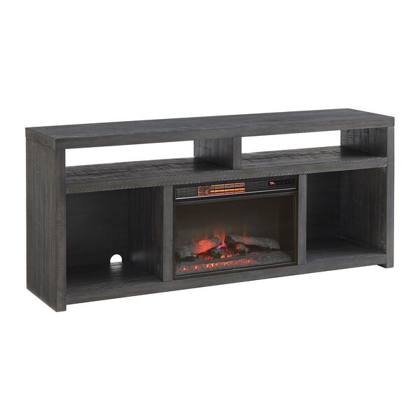 Evelyn 70 Inch TV Entertainment Console， 2 Shelves， 3 Cubbies， Smooth Gray