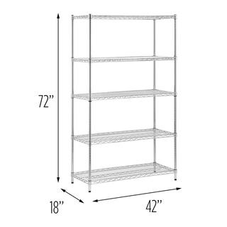 Honey-Can-Do Chrome 5-Tier Metal Wire Shelving Unit (18 in. D x 42 in. W x 72 in. H) SHF-01441