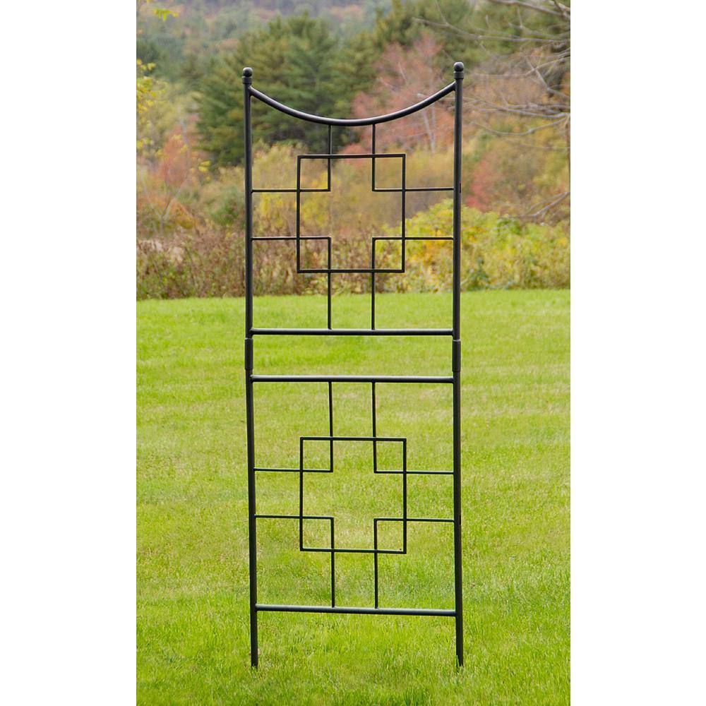 ACHLA DESIGNS 86 in. Tall Graphite Powder Coat Finish Square-On-Squares Modern Garden Trellis FT-25