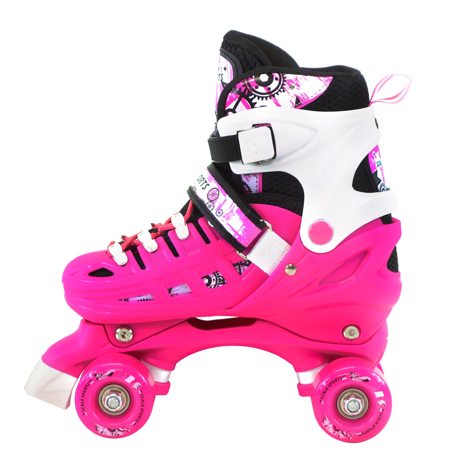 Adjustable Pink Quad Roller Skates For Kids Small Sizes