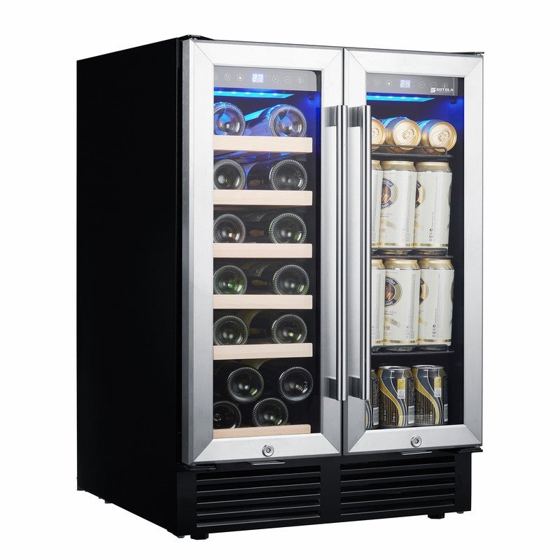 24 inch Under Counter Dual Zone Wine Cooler and Beverage Refrigerator - 24 inch