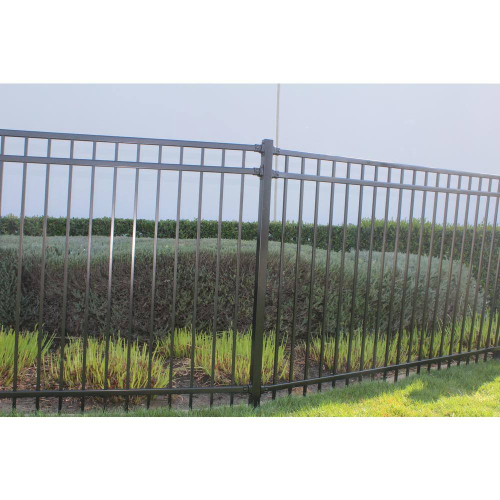 US Door and Fence 2 in. x 2 in. x 6.5 ft. Black Metal Fence Post with Post Cap P278PUS