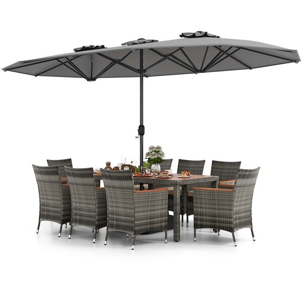 Costway 10 Pieces Patio Wicker Dining Set with DoubleSided Patio