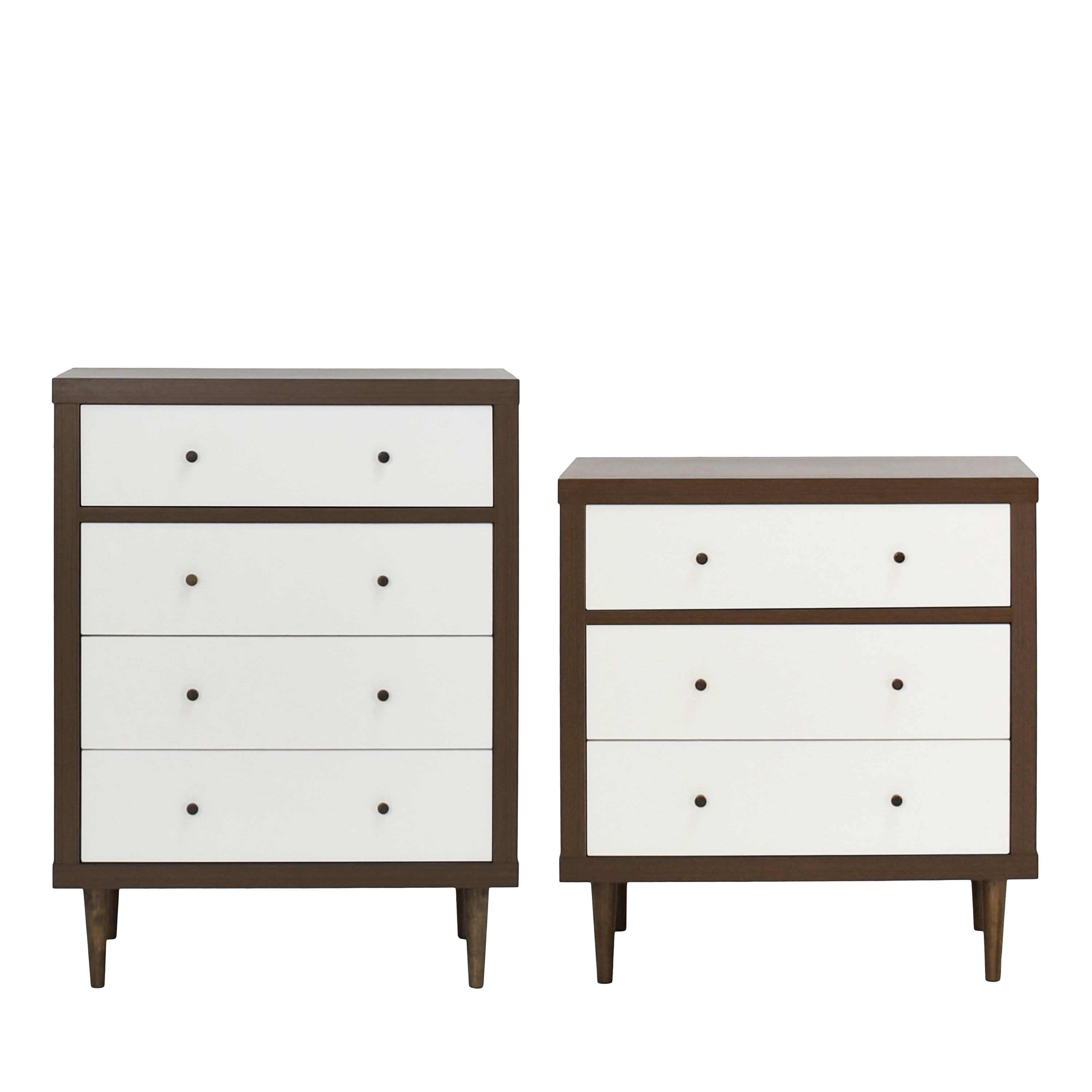 Farhart Mid Century Modern 2 Piece 3 Drawer Chest and 4 Drawer Dresser Bedroom Set