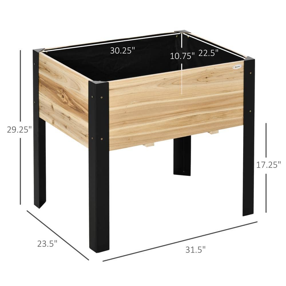 Outsunny 32 in. x 24 in. x 29 in. Wood Raised Garden Bed with Metal Legs 845-531