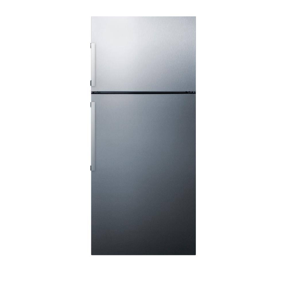 Summit Appliance 27.63 in. 12.6 cu. ft. Top Freezer Refrigerator in Stainless Steel Counter Depth FF1512SSIME