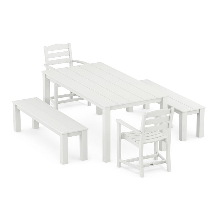 Polywood La Casa Cafe' 5-Piece Parsons Dining Set with Benches PWS2282-1