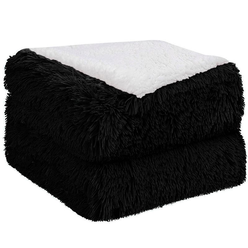 Faux Fur Blanket Soft Warm Reversible Shaggy Sherpa Throw 50x60