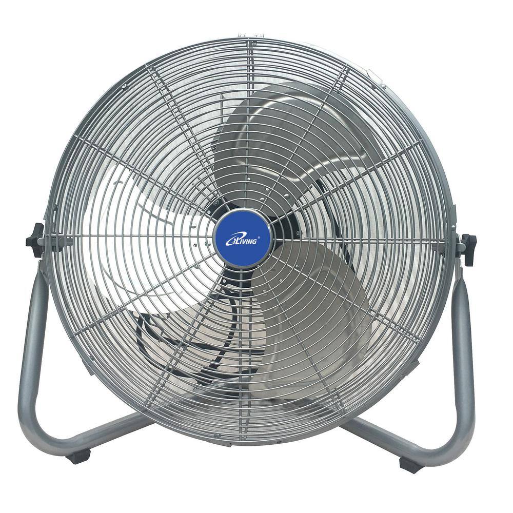 iLIVING 20 in. Super Turbo High Velocity Floor Fan 7500 CFM 225-Watt Motor Silver ILG8F21