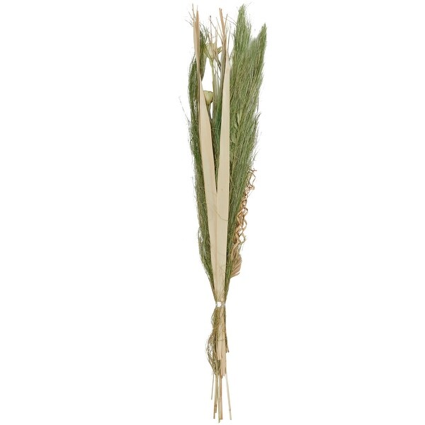 Green Dried Plant Handmade Tall Assorted Bouquet Pampas Grass Natural Foliage with Palm Leaf Accents