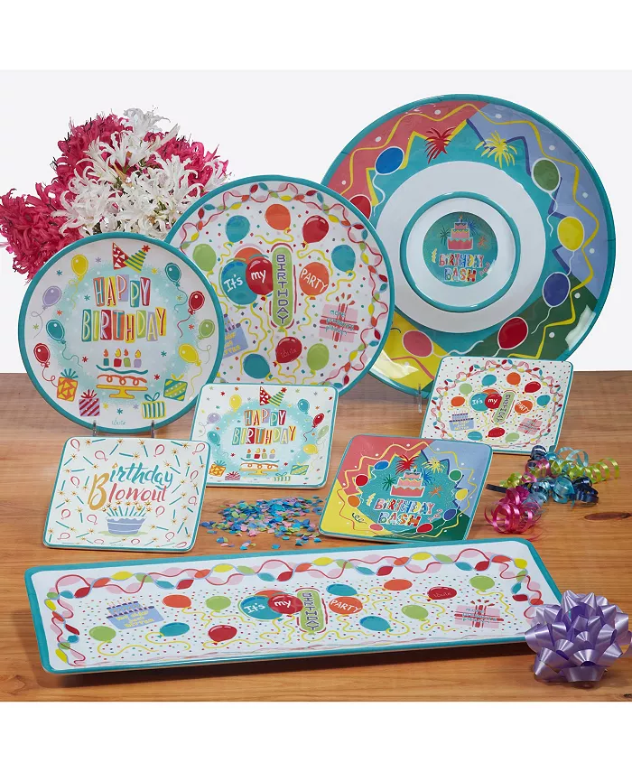 Certified International Lolita Birthday Bash Melamine Set of 4 Dinner Plate