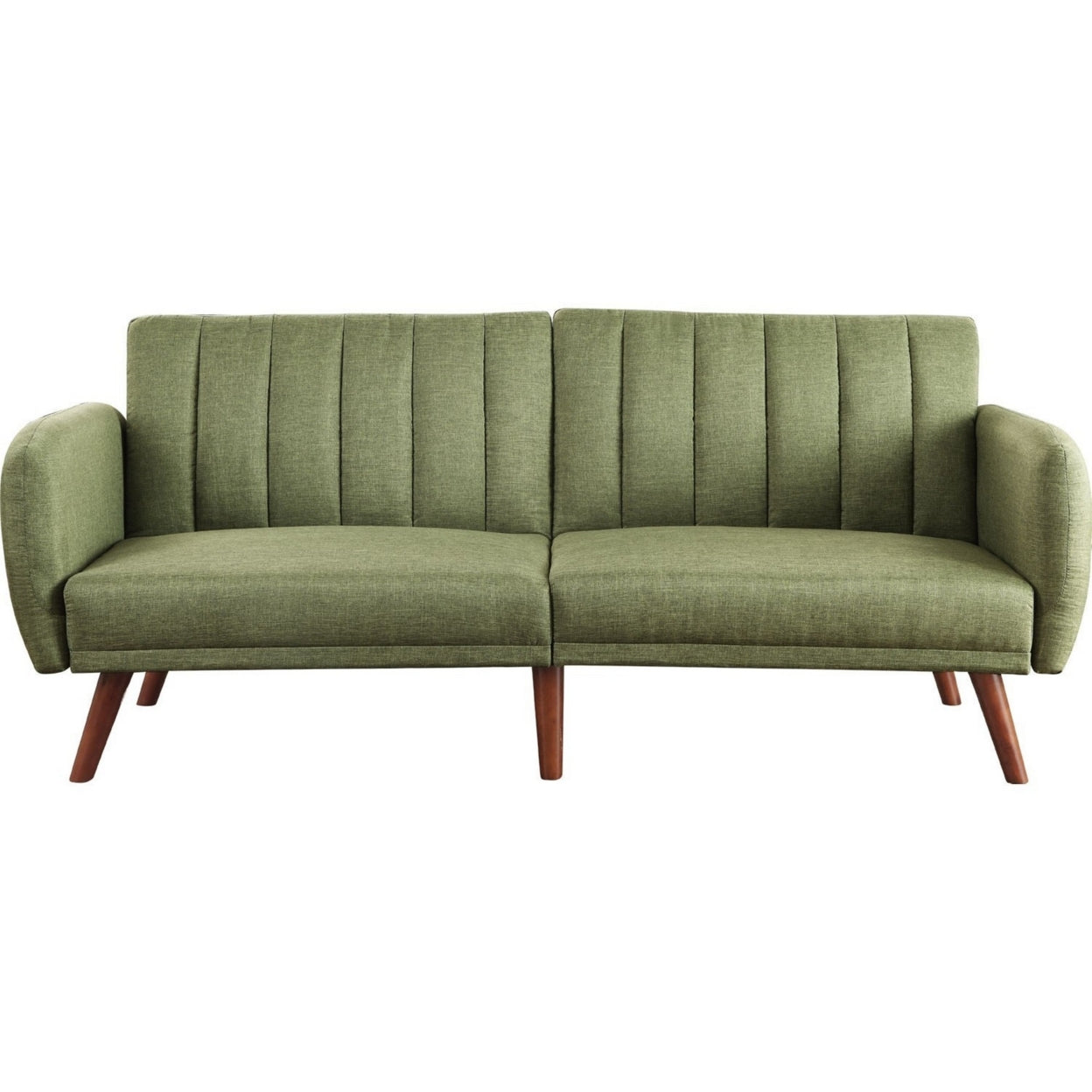 Fabric Upholstered Adjustable Sofa, Green and Brown- Saltoro Sherpi