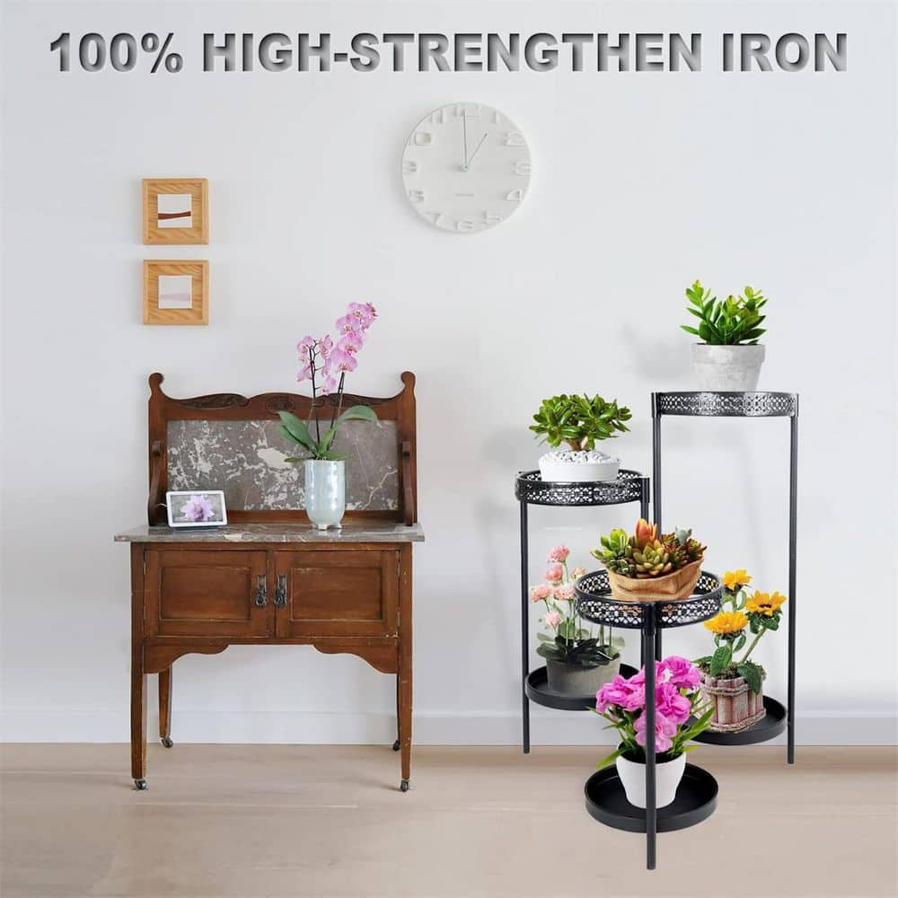 Dyiom 27.5 in. Black Metal Plant Stand Shelf for Indoor Outdoor Plants Multiple 6 Tier Tall Tiered Flower Pot Holder Stands B09ZDX8B9V