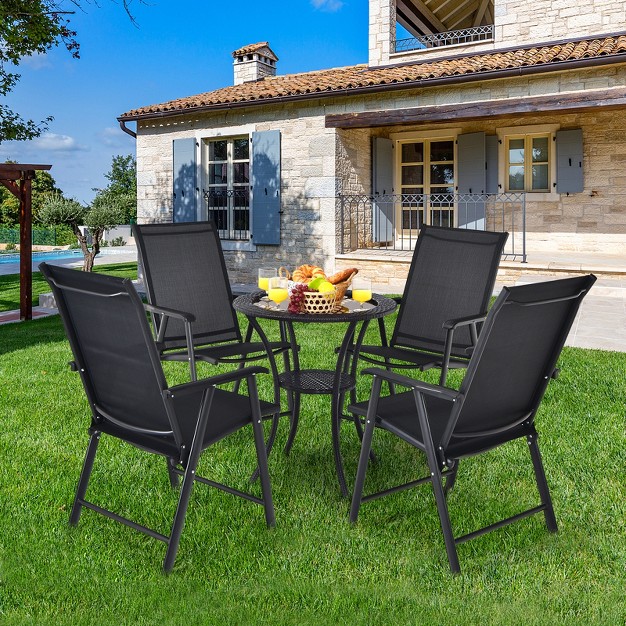 Tangkula 4pcs Patio Dining Chairs Lawn Chair With Armrest Portable Folding Chairs For Camping