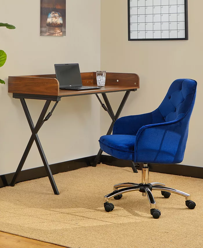 Glitzhome 39.75 H Velvet Gaslift Adjustable Swivwl Office Chair Desk Chair