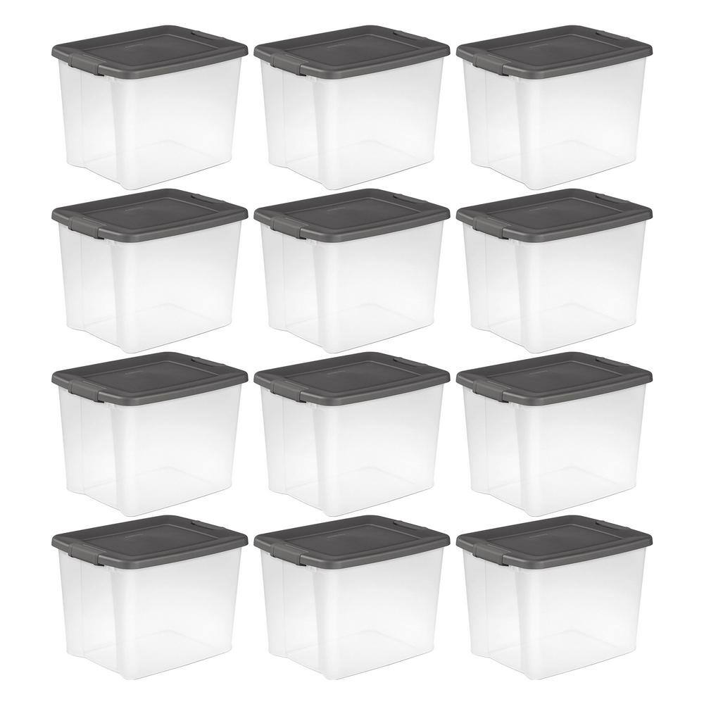 Sterilite 50 Qt. Stackable Latching Shelf tote Storage in Clear (12-Pack) 12 x 19373V06