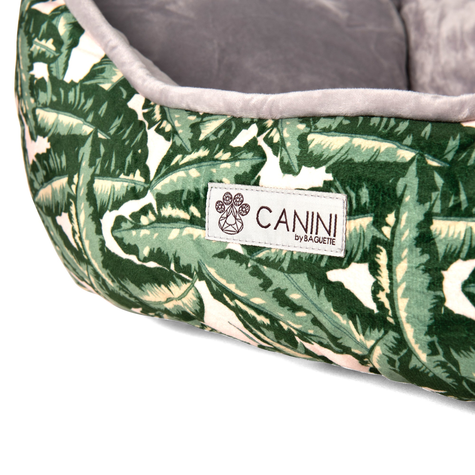 CANINI by Baguette Reversible Micro-Plush Dog Bed for Small-Sized Breeds, Leaf Print