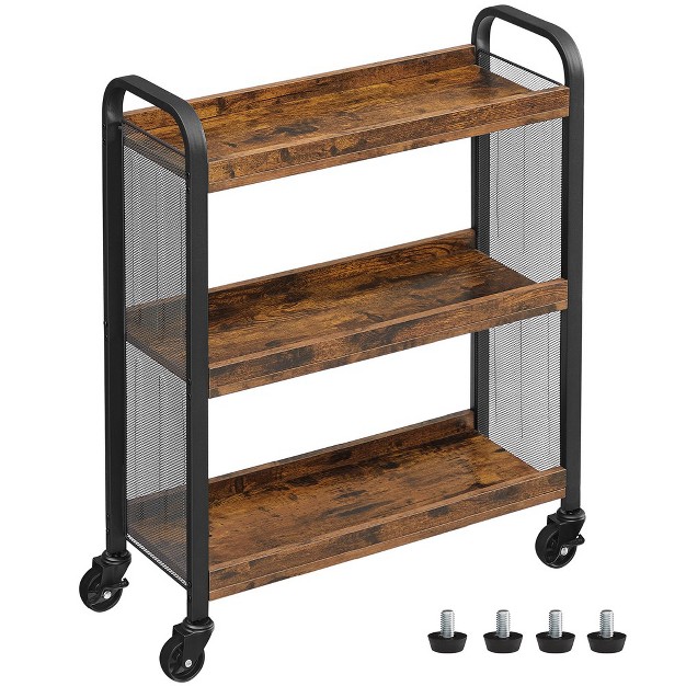 Vasagle Daintree Serving Cart For Kitchen Bathroom Slim Rustic Brown